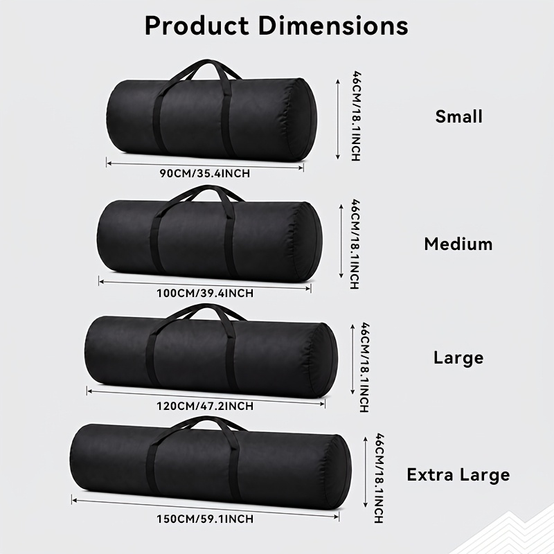 TEMU 1pc Black Large Heavy-duty Storage Bag, Outdoor Storage Bag, Camping Organizer Bag, Heavy-duty Outdoor Storage Bag, Foldable Hiking Gear Bag,