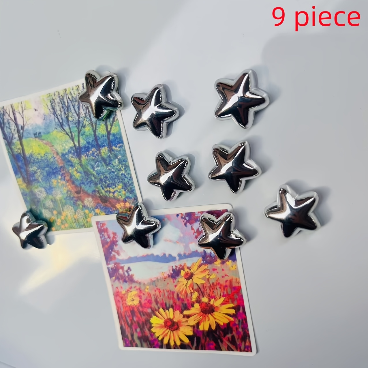 Set Of 9, Adorable Cartoon Star Fridge Magnet, Kawaii Kitchen Decor, Unique Magnet, Stickers, Ideal For Office And Kitchen Decoration, Kitchen Gadgets, Home Decor Fridge Magnets, Gifts For Holidays