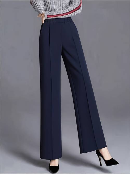 elegant high waisted slanted pocket womens solid color wide leg stick comfortable loose casual pants