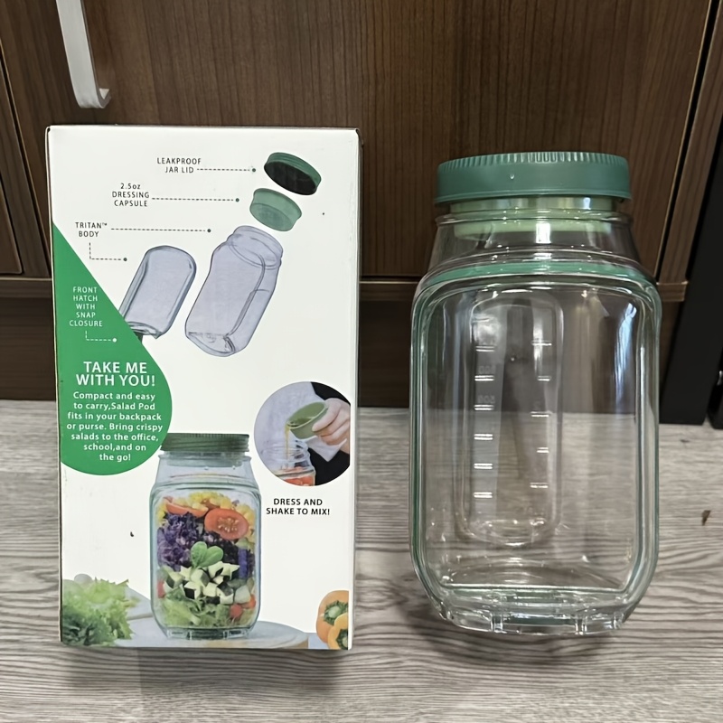 TEMU New Salad Bottle With Side Opening, Leak-proof Mason Jar Salad Container With Side Opening, Dishwasher-safe Salad Container For Lunch And Meals,
