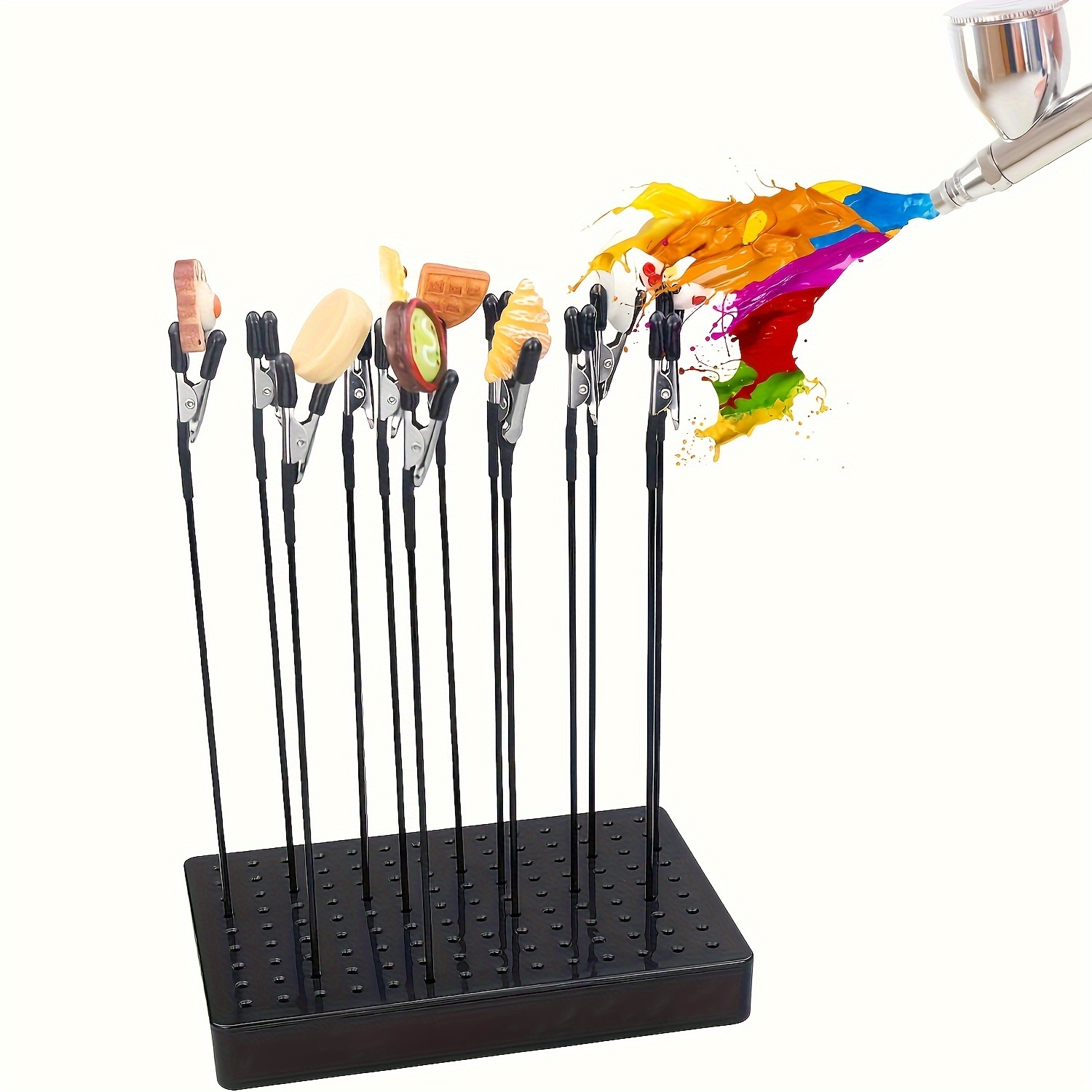 

12-piece Crocodile Clip Rod Set For Modeling Tools For Airbrush Hobby Model Parts, 1 Set Of Black Painting Stand Set Modeling Tools Model Painting Stand Base And