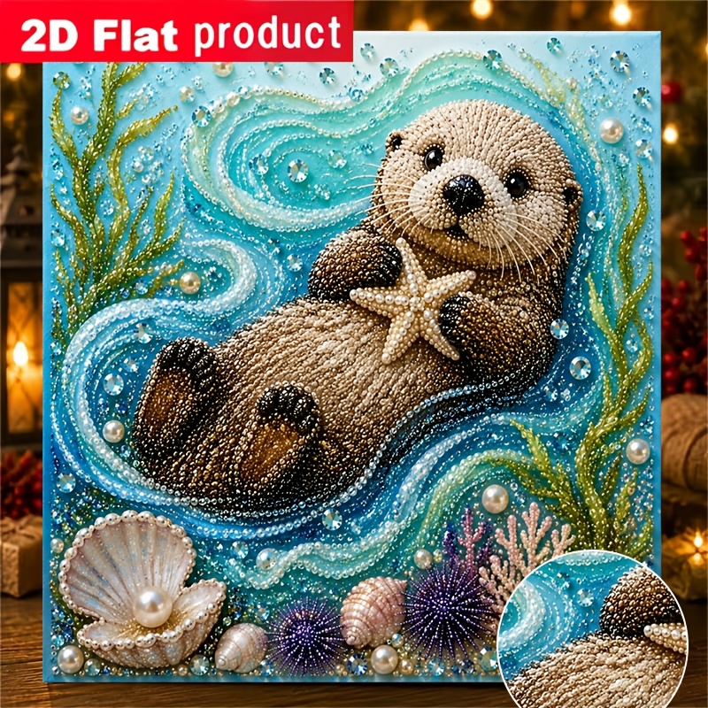 TEMU New Diy Diamond Painting Kit: Adorable In Embracing A Starfish, Surrounded By Seaweed, Shells, And Coral. Suitable For Beginners, Home Or Office