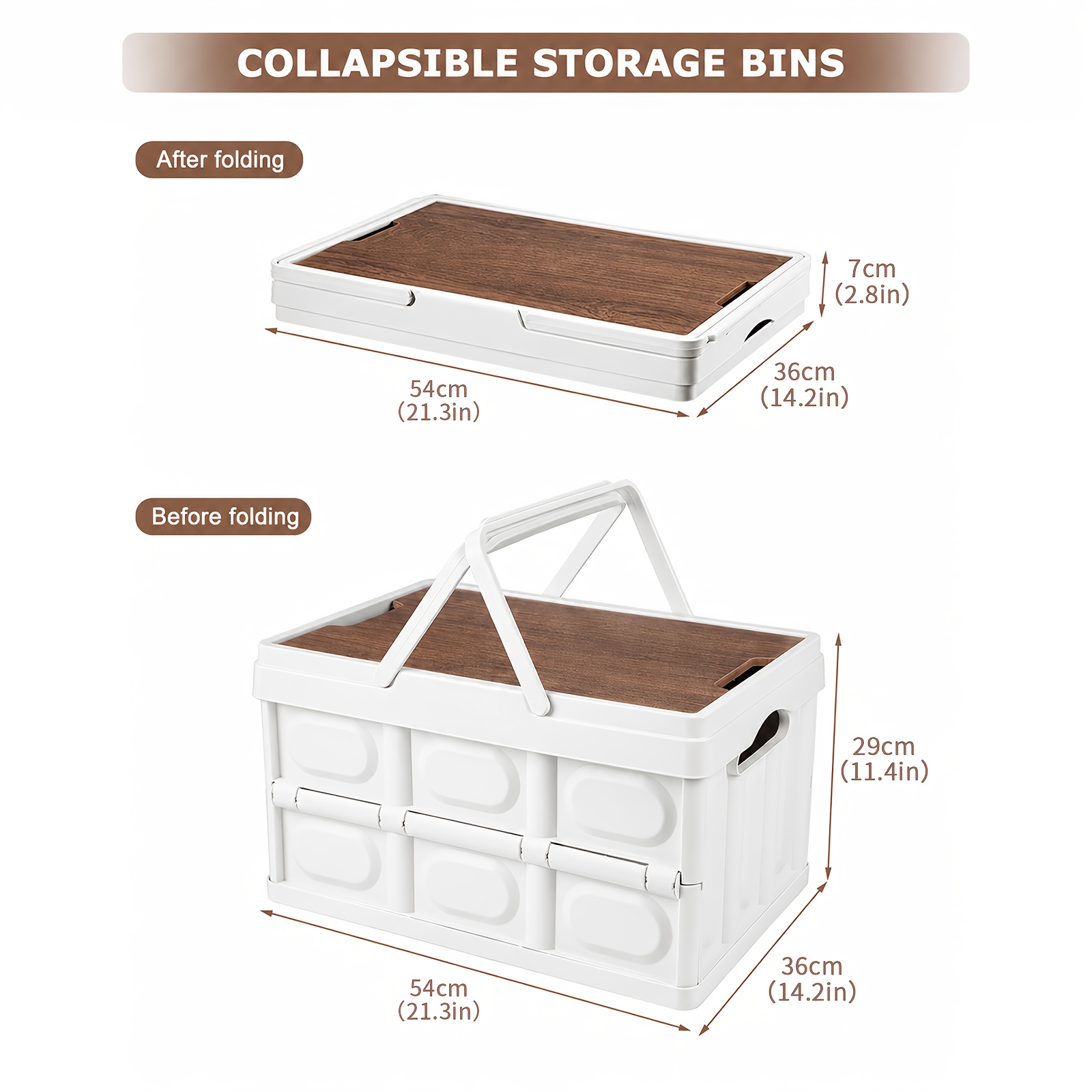 TEMU 56L faltbarer Camping- & Kofferraum-Organizer – verdickte Aufbewahrungsbox mit Deckel, langlebiges tragbares Kunststoff-Design für Picknicks im