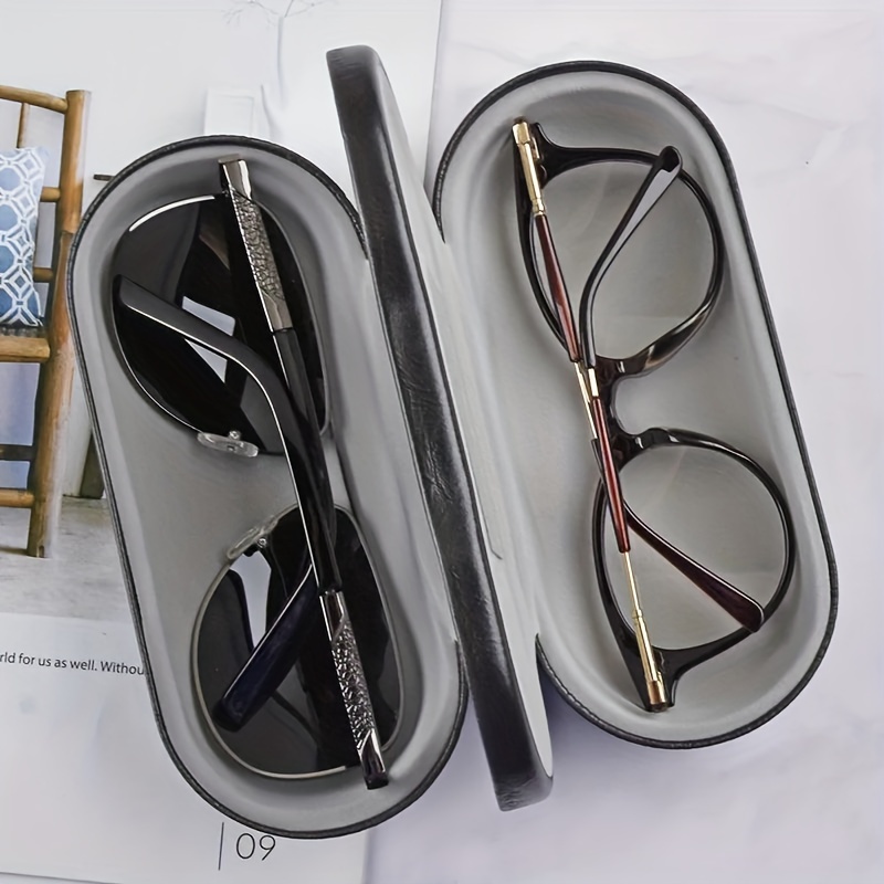Pu Synthetic Leather Creative Multi-function Double Interlayer Metal Eyewear Case for Kit Holder Box Dual Purpose Synthetic Leather Reading Glasses Case