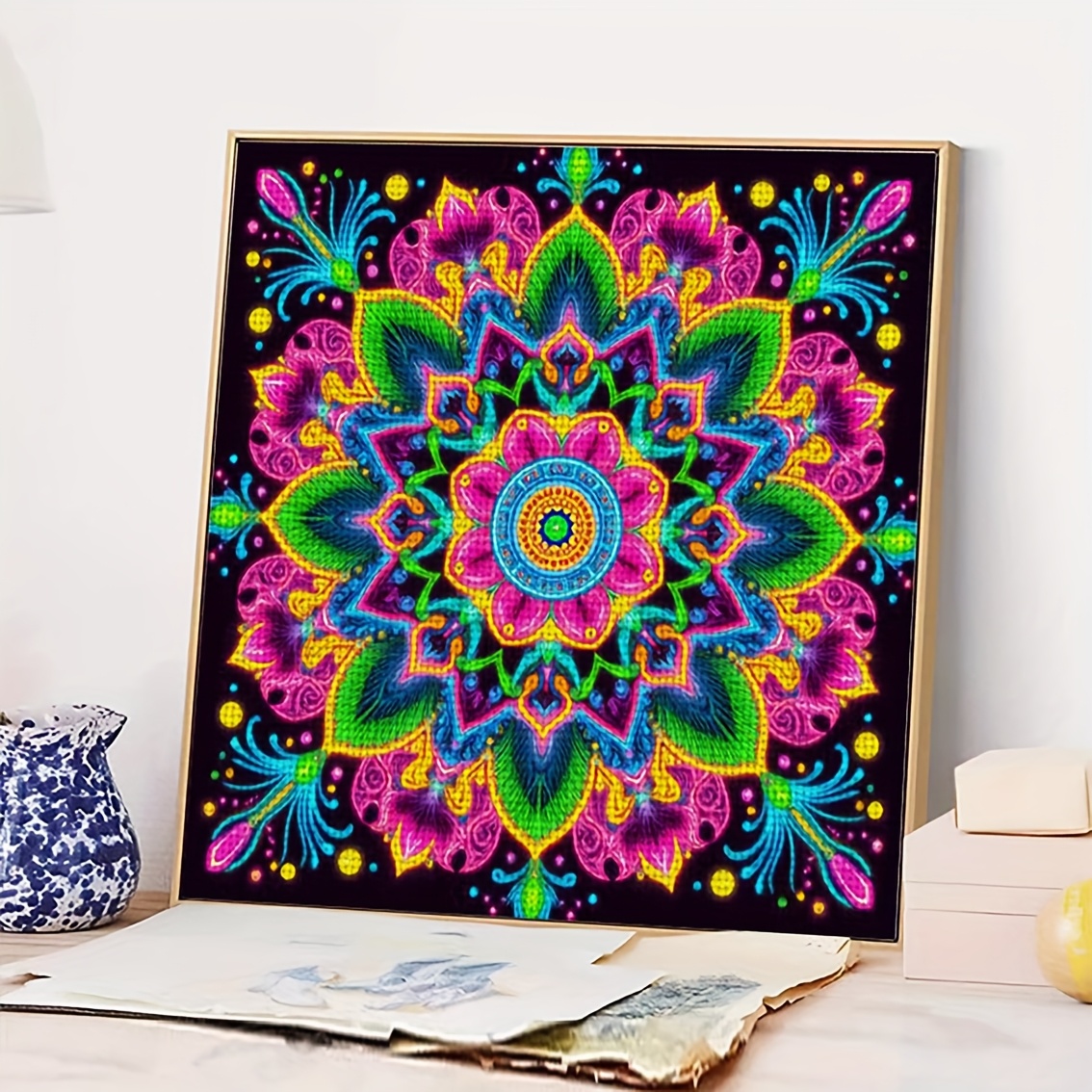 11CT Frameless Cross Stitch Kit, Colorful Floral Pattern