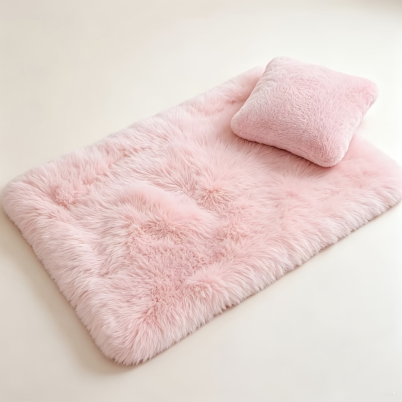 TEMU 2pcs Pink Square Carpet With Miniature Dollhouse Carpet, Fluffy Mini Dollhouse Rug, House Rug, Lightweight Dollhouse Decor For 1/12, 1/8, 1/6