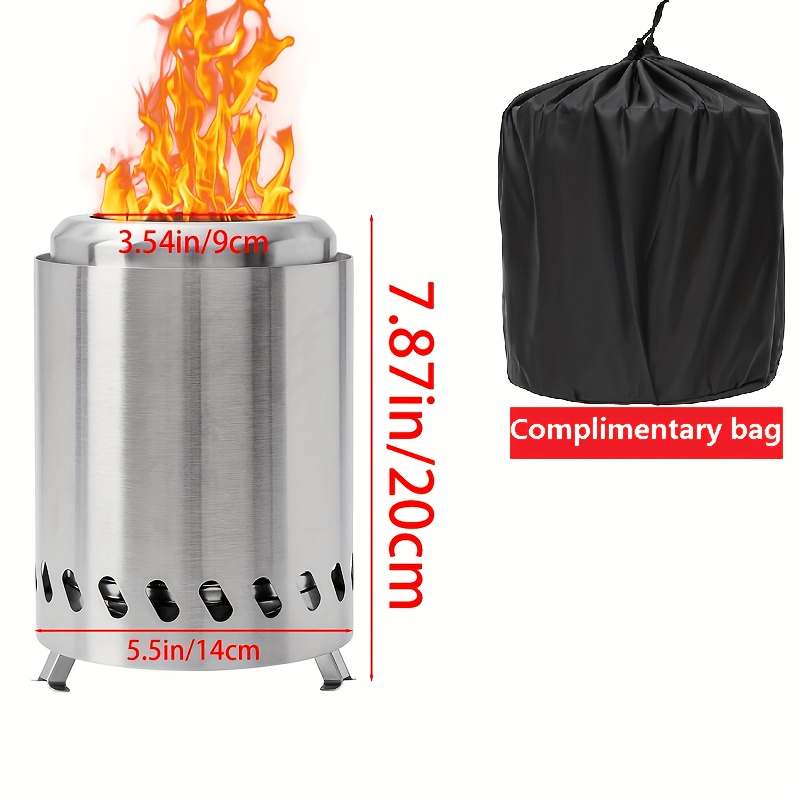 TEMU Outdoor Portable Stainless Steel Windproof Folding Camping Mini Stove For Firewood And Charcoal, Foldable And Compact