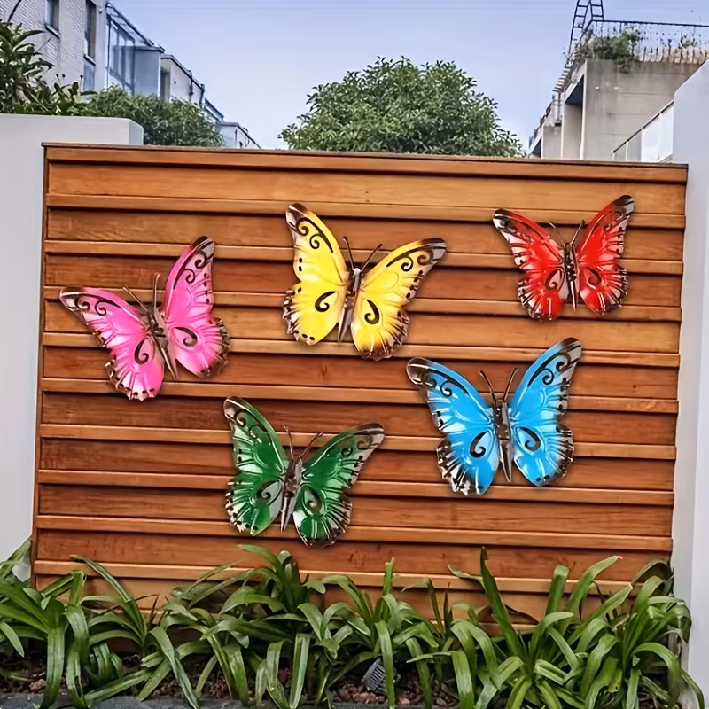 6 wall art colorful garden wall decor outdoor indoor metal craft ornament decoration details 5