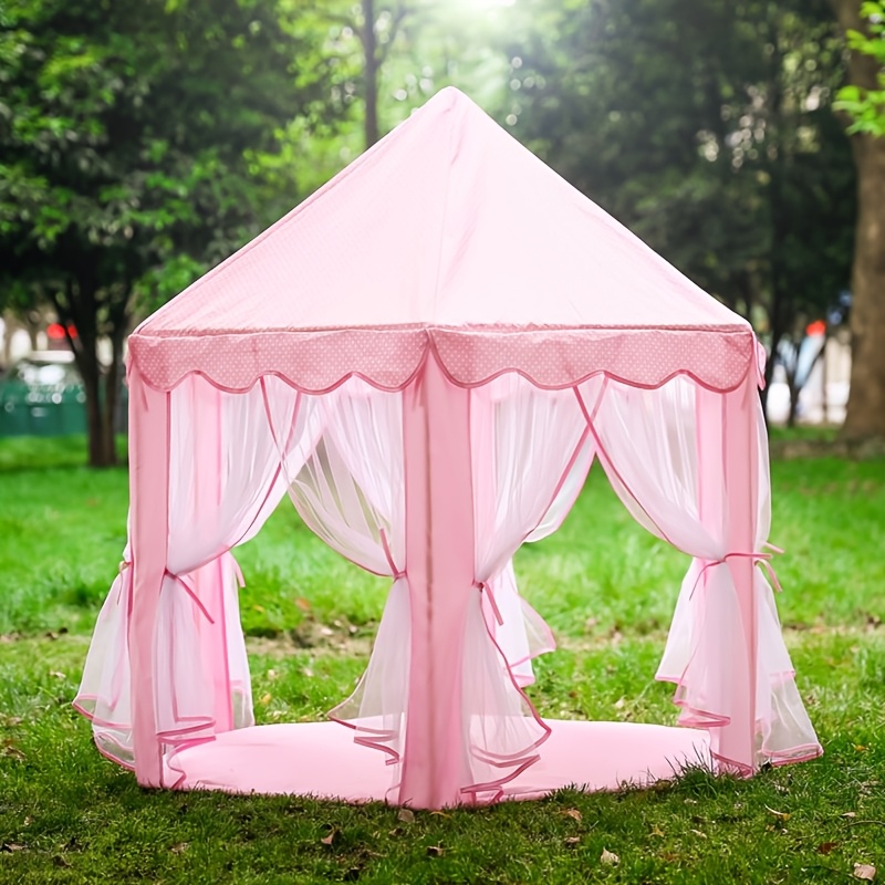 Image of The Adopts A Stable Hexagonal Structure Durable And Breathable, An Little Castle For Babies. This Toy Tent Is Colored And Suitable For Themes For Princesses