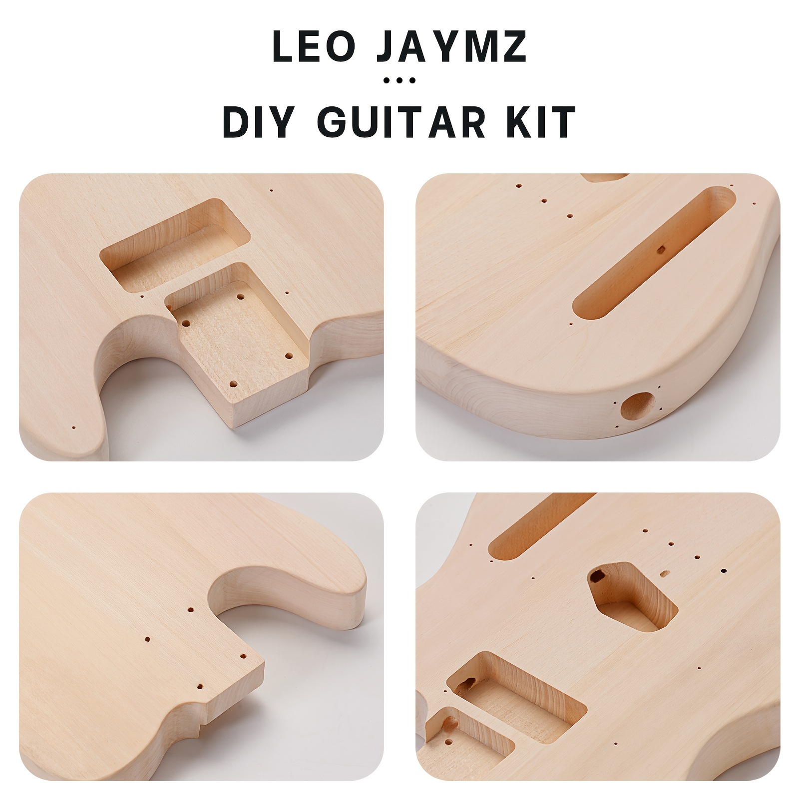 Leo Jaymz DIY Electric Guitar Kit - Mahogany Body, Ebony Fretboard, 1pc S-H Pickup Configuration - Fixed Bridge, Fully Enclosed Tuning Pegs, 21 Frets, Maple Neck, Room Electrical Wiring