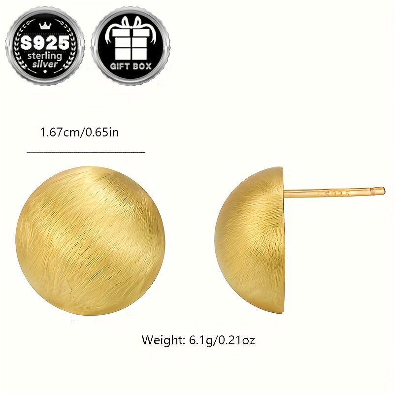 925 Silver Small Ball Brushed Earrings, Lightweight & Stylish, 6.1g