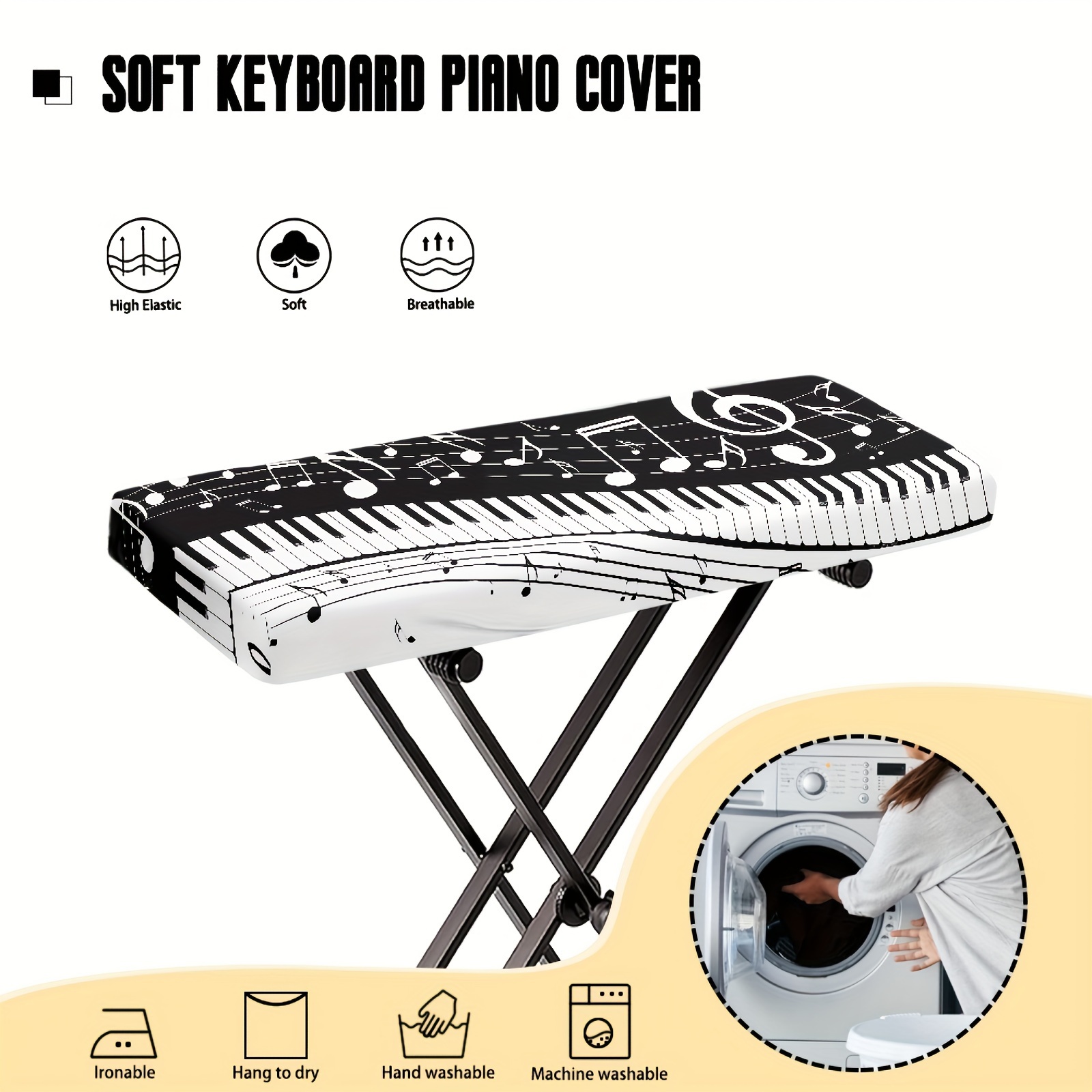 

1pc Protective Cover For Piano Keyboard, Printed With Musical Notes, Suitable For 61/88 Keys, To Prevent Dust And Dirt On The Electric Piano Keyboard