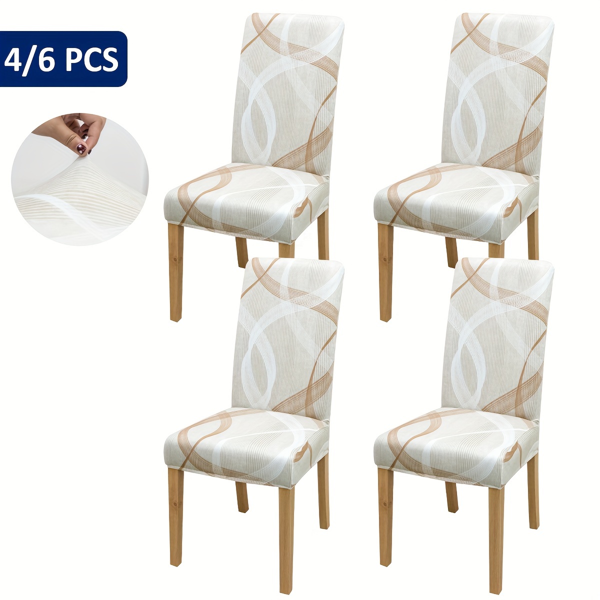 

4/6pcs Coffee Geometric Restaurant Chair Cover Furniture Home Decoration Restaurant Living Room Kitchen Dining Chair Cover Holiday