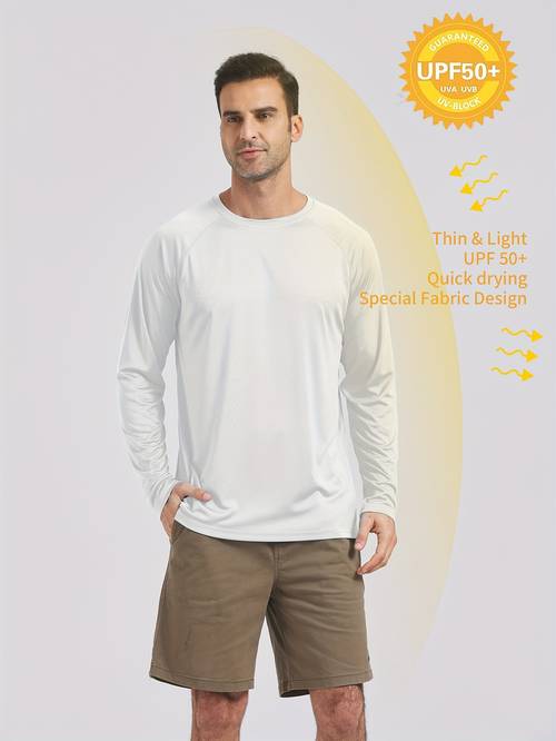 תמונת פריט חולצת שרוול ארוך לגברים עם הגנה מהשמש upf50+ - מתייבשת מהר, קלילה לדיג, ריצה ופעילויות חוץ