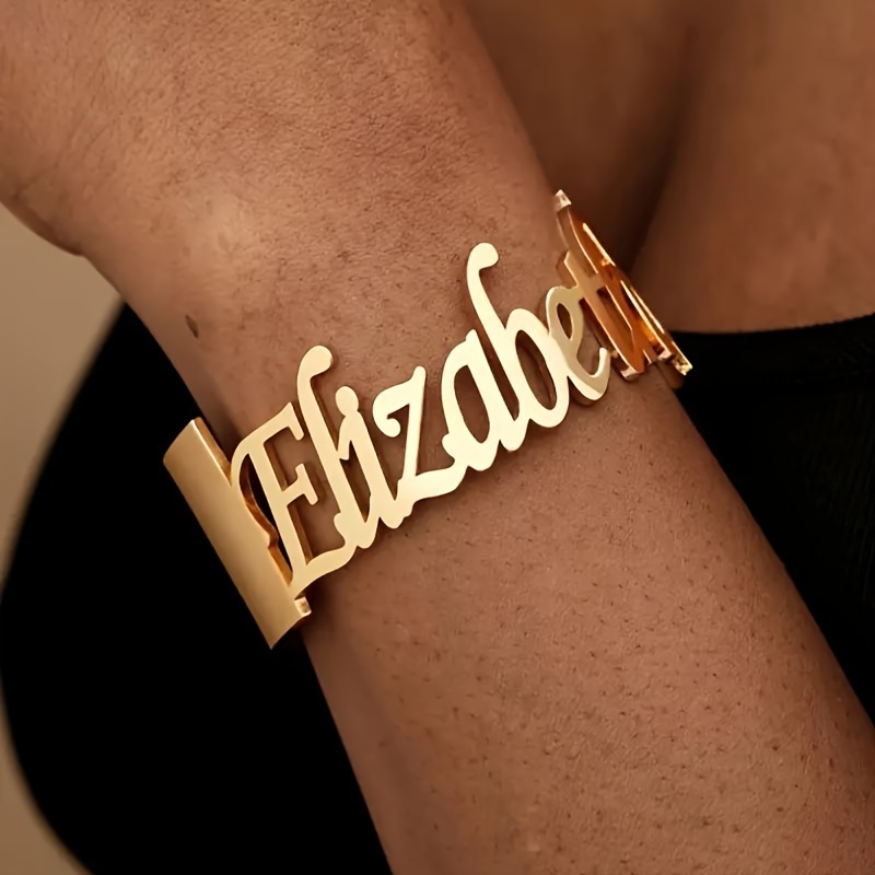 

Elizabeth Personalized Wide Cuff Bracelet - Black Fashion Statement - 18k Gold Plated - 304 Stainless Steel - Perfect For Daily Wear And Gift Giving - No Seasonal Limitations