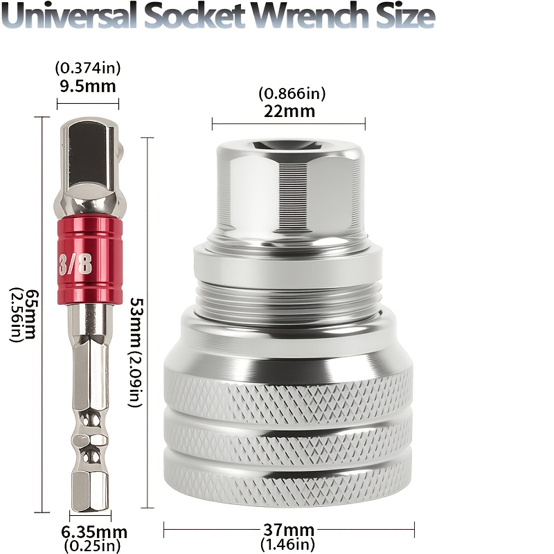 TEMU Adjustable Universal Socket Set 3/8" To 3/4" 10mm-19mm Universal Maintenance Socket Set, Compatible With 3/8" Drive Ratchet Wrenches And Power