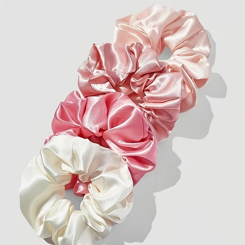 4pcs Mixed Color Elegant And Fashionable Color Large Hair Ring, Ponytail And Ball Head Elastic Hair Rope, Suitable For Parties, Travel And Leisure, Small Gifts For