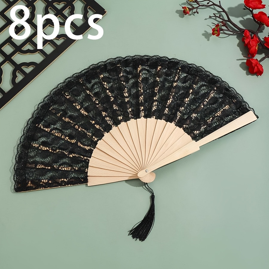 Personalized Handheld Fan with Lace Surface