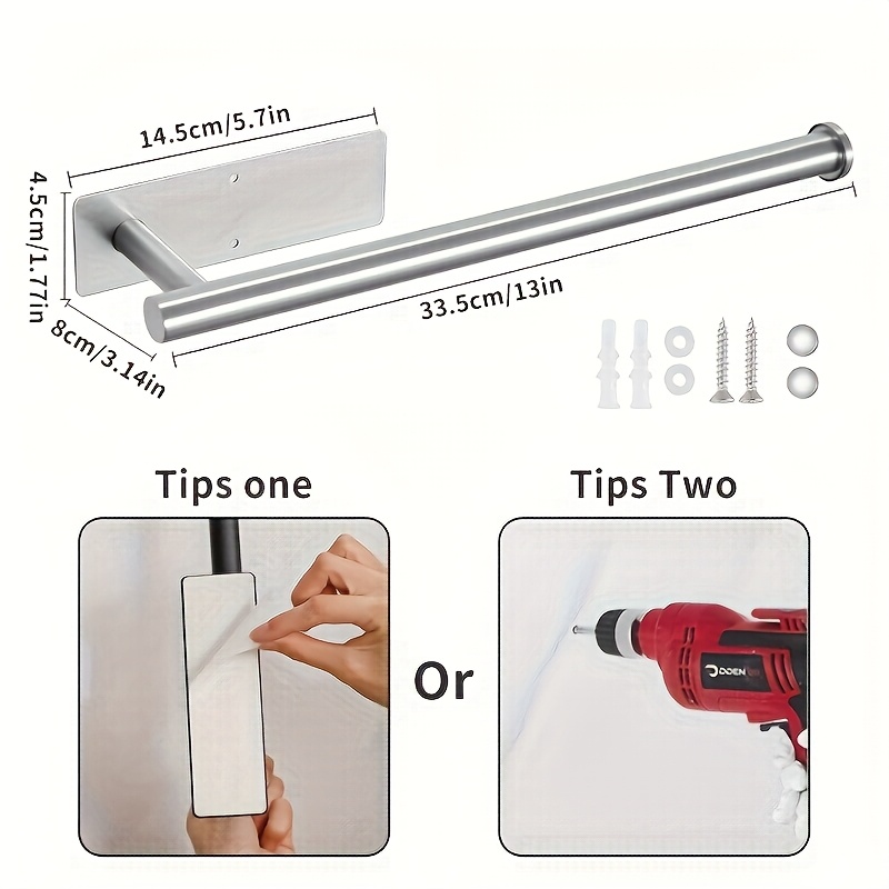 1 Tissue Paper Rack Self-adhesive Or Drilled Installation, Black Stainless Steel Roll Rack, Space- Anti-rust Design, Suitable For Kitchen And Bathroom, Compact And Durable Wall Hanging Rack