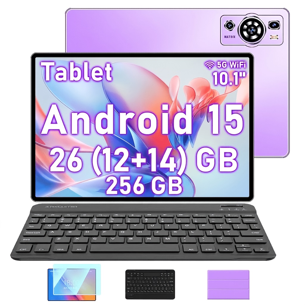 TEMU Tablette UXD 15 10,1 pouces, 26 Go (12+14) Go de RAM / 256 Go de ROM (extensible jusqu'à 1 To), WIFI 6, -core, Grande batterie 6000 mAh,