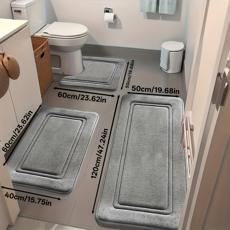 3pcs bathroom anti slip carpet suit super absorbent thickened bathroom mat quick drying soft standing mat with u shaped toilet cushion bathroom floor mat washroom mats bathtub shower room bathroom supplies bathroom decor and accessories