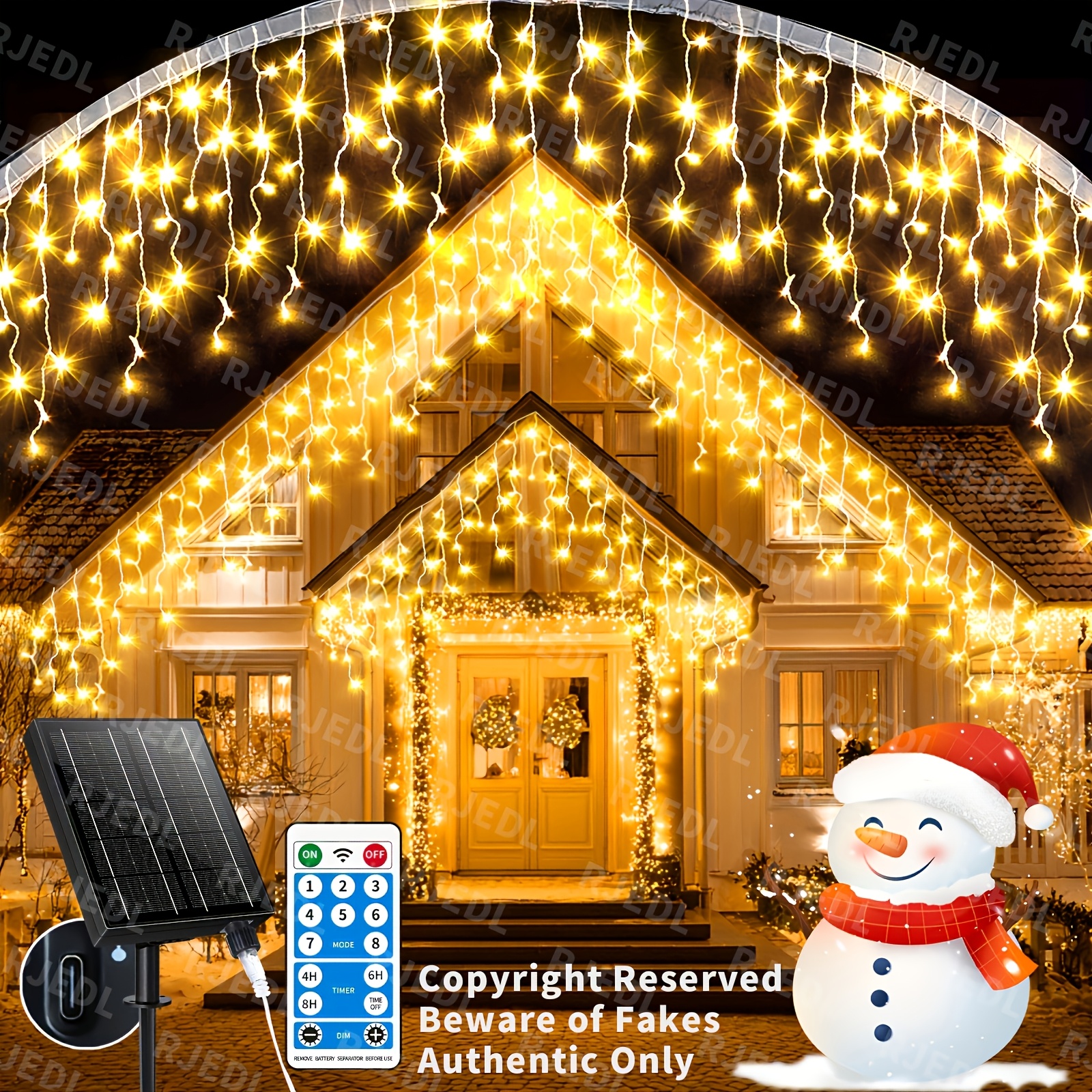 Image of Extra Long Solar Icicle Lights Outdoor 82ft 20+5 Meters 660led 2500ma Outdoor Christmas Fairy Lights To 8 Timed Remote Control Flash Lights Suitable For Christmas Roof Party Wedding (warm Light)