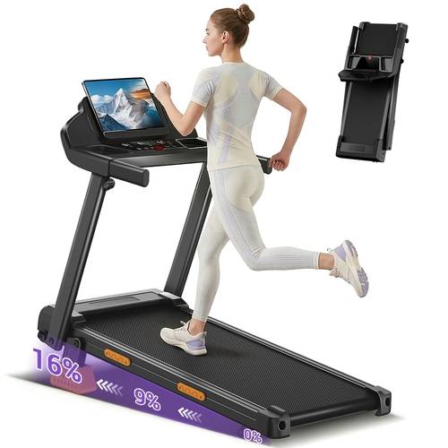 tapis roulant pieghevole 4 in 1 con inclinazione del 16%, motore silenzioso da 3.0 , capacità di 300 lbs, ammortizzazione a 7 per casa