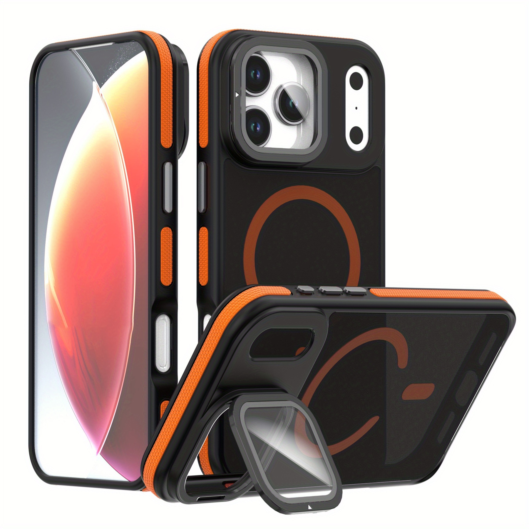 TEMU Phone Case: Suitable For Iphone 17 Pro Max 17air Series Sensitive Magnetic Suction, Lens Film Holder, Sand Faced Hardware Camera, And Anti Drop