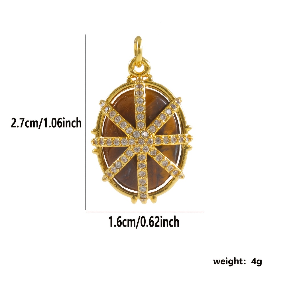 Copper Natural Stone Square Oval Pendant DIY Bracelet Necklace