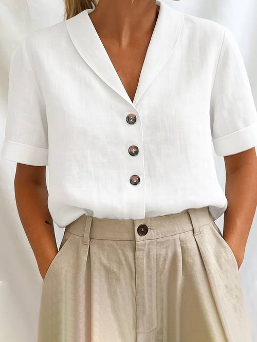 losse shirt met korte mouwen en knoopsluiting
