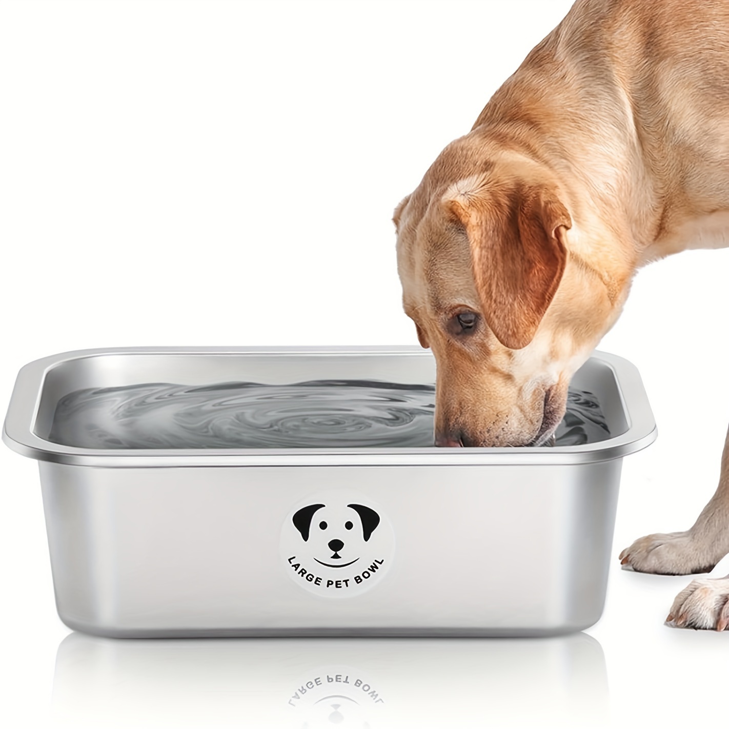 

Extra-large Stainless Bowl - Metal Feeding Dish For Large Breeds, Ideal For Food & Water