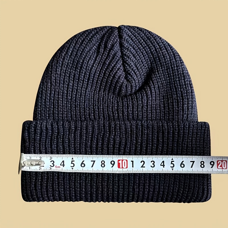 MAKEFGE Men's Fashion Knitted Beanie - Warm, Elastic Acrylic Winter Hat with Letter Patch, Ideal for Active Leisure, Holiday Gifts and Valentine's Day