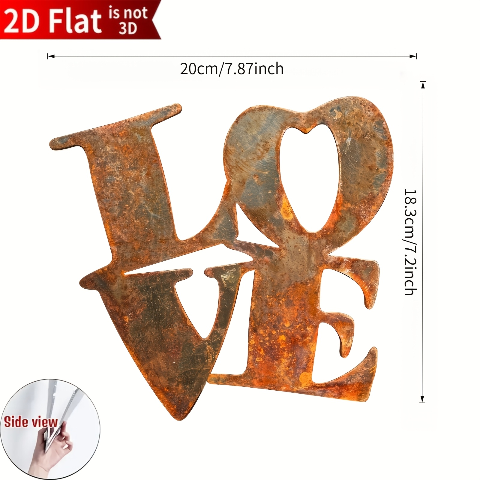 TEMU 2d Flat, [2d Flat] 2d Flat, Christmas Vintage Plastic Garden Decorative Art, Valentine's Day "love" Decorative Ornament, Rustic Outdoor Text