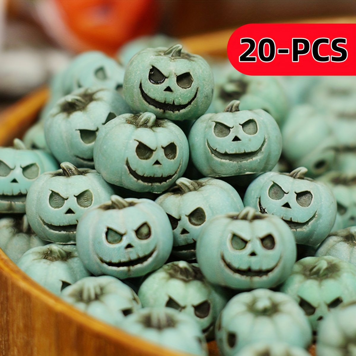 TEMU 20pcs Statues de citrouilles maléfiques en résine pour apporter du | Statues de citrouilles et réalistes, ajouts de bonsaï et , sculptures et