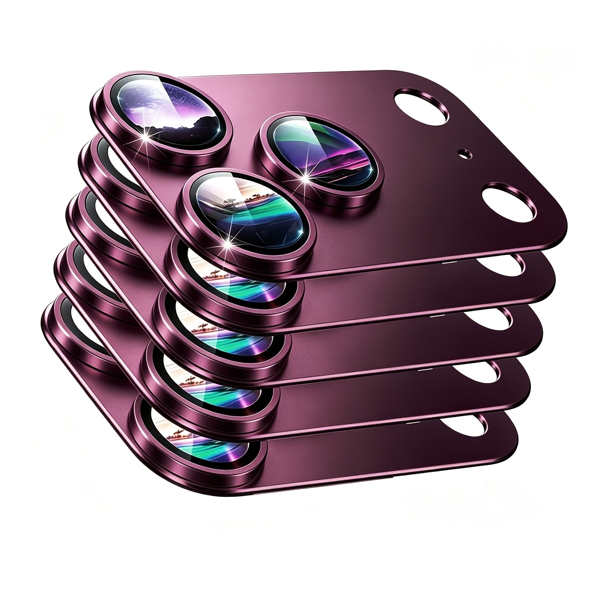 TEMU 5pcs Set (full Armor) Fashion Aluminum Alloy Armor Phone Rear Camera Lens Protective Film, Suitable For Iphone 18 Pro Max / 18pro / 17 Pro Max /