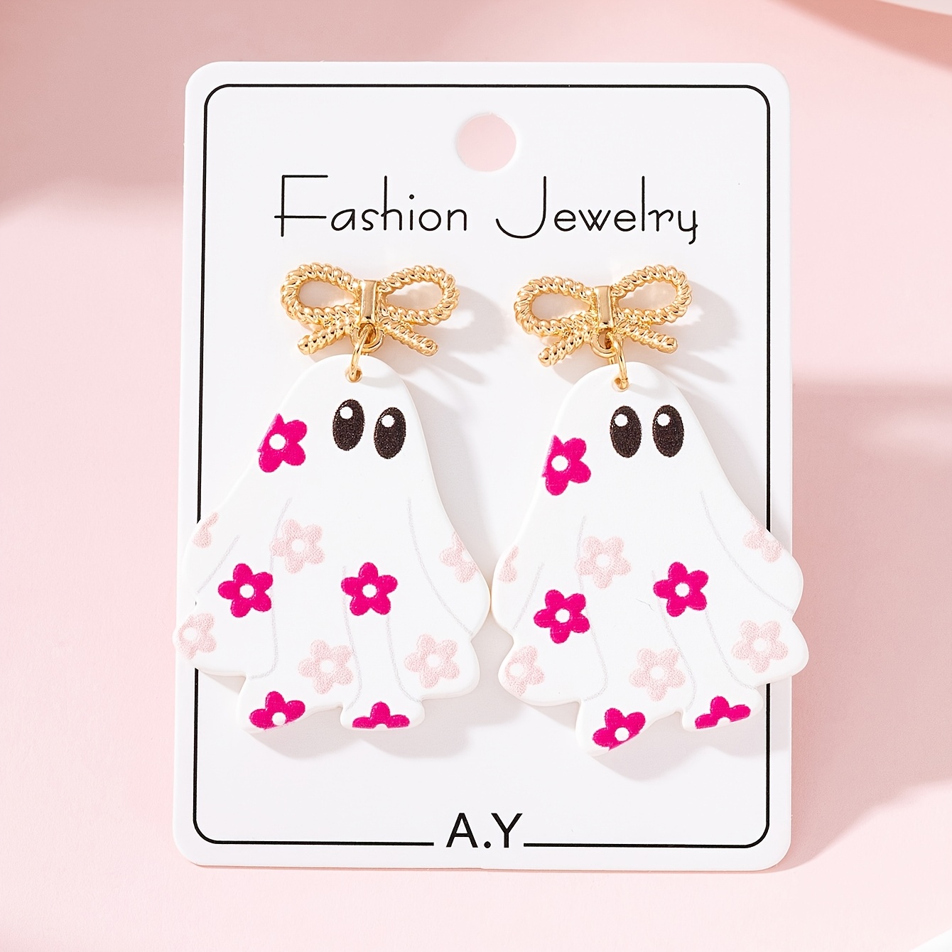 TEMU A Pair Of Halloween-themed Fashionable Women's Jewelry Earrings Featuring Cute Floral Designs, Perfect For Holiday Parties
