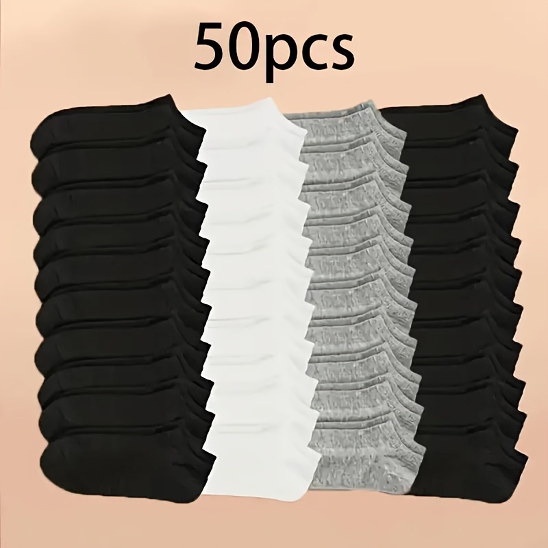 

5/10//50 Pairs Of Men's Knitted Lining Short Socks, Sweat-absorbing, Odor-proof, Comfortable, Breathable And Casual Socks, Spring And Summer