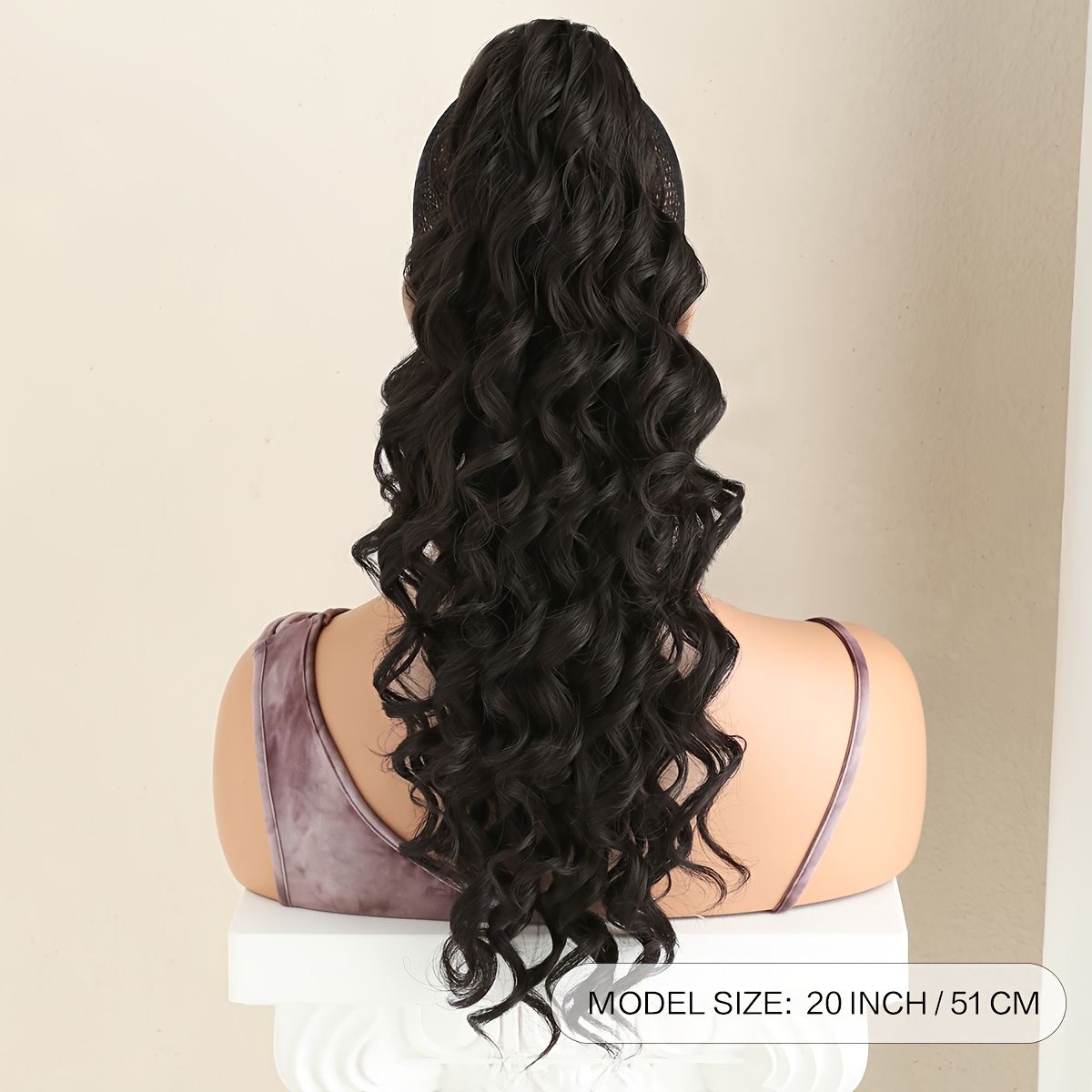 elegant 20 dark brown claw clip ponytail extension long  display picture 1