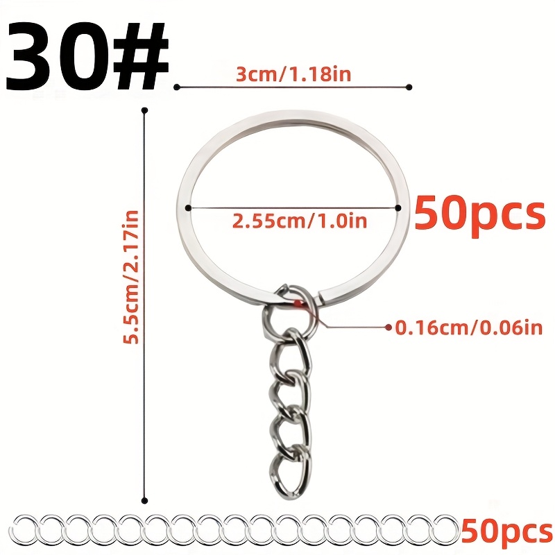 TEMU 100pcs/set 25, 28, 30mm Production Supplies Kit With 50 Chain And 50 Jump Rings, Set Additions Loose For Production Crafts Small Business