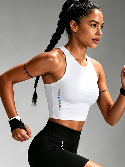crop vest womens quick dry elastic yoga fitness individual sports short top