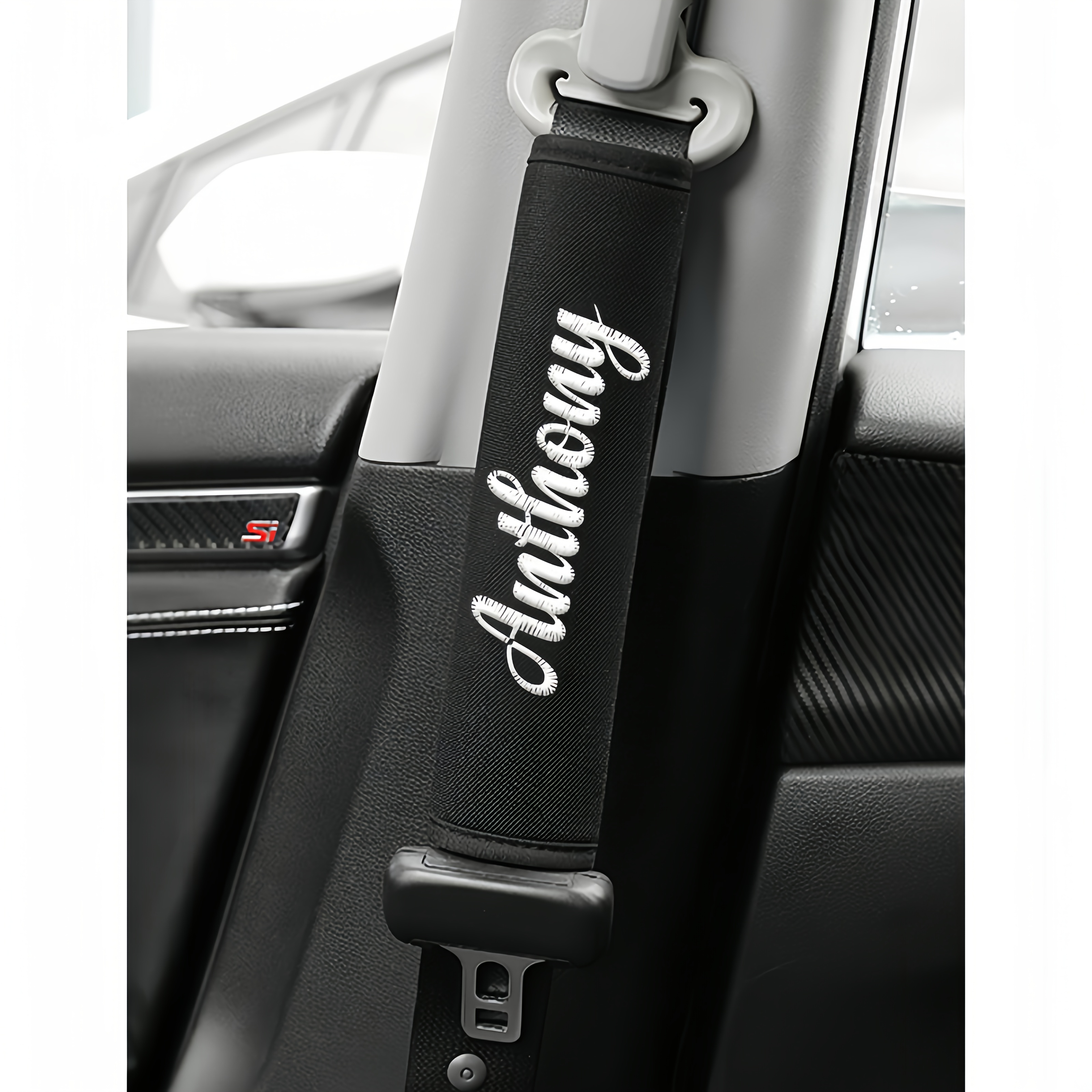 TEMU Personalized Custom Embroidered Name Car Seat Belt Shoulder Pads, Anti-chafing Seat Belt Covers, Multi-functional Shoulder Strap Pads, Universal