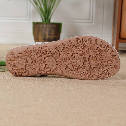 bohemian lightweight spring summer hollow toe flip flops with rhinestones for women