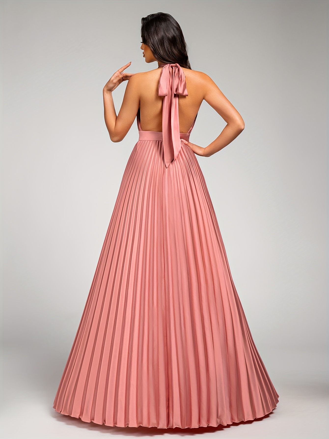 a pleated halter neck womens evening dress elegant womens - Temu Spain