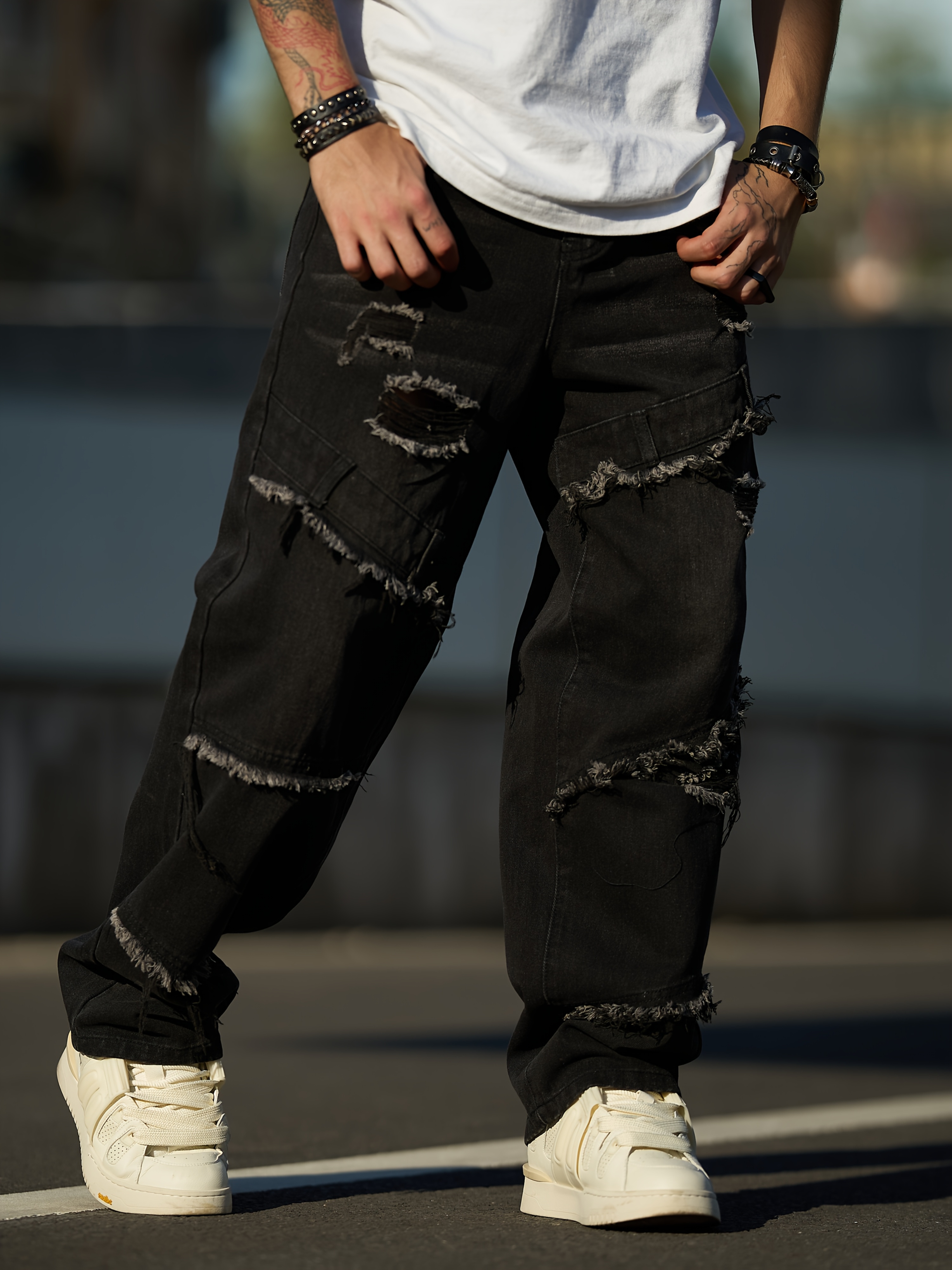 Hip Hop Vaqueros Anchos Rotos Ahorra A Lo Grande En Compras Al Por