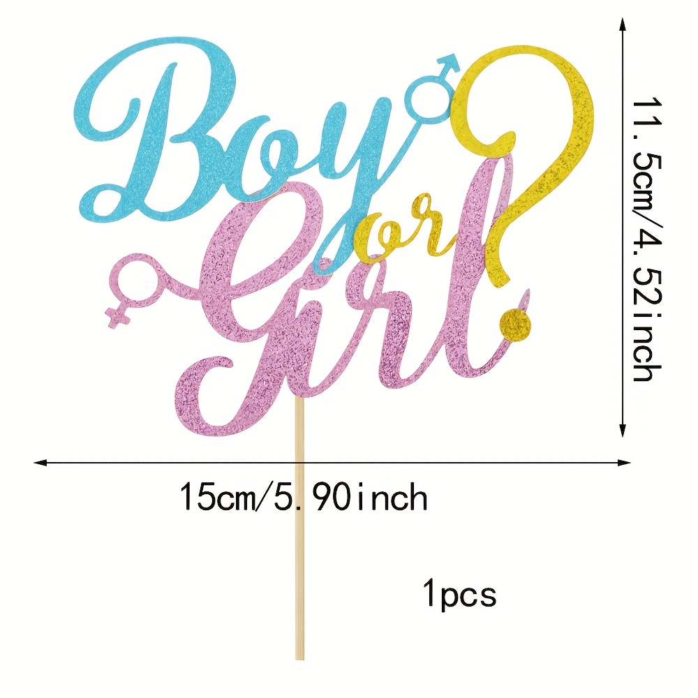 1-pack Boy Or Girl Cake Topper - Gender Reveal Cake Decoration, Newborn Welcome Party Decor In Blue And Pink