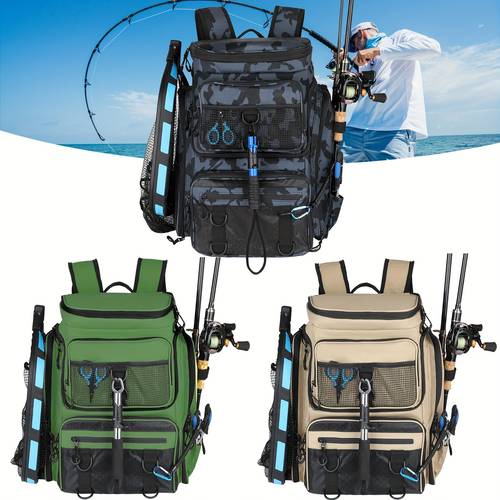 fishing backpack with 4 tackle boxes fishing bag with rod holders tackle bag for fishing gear backpack tackle boxes for for father or boyfriend