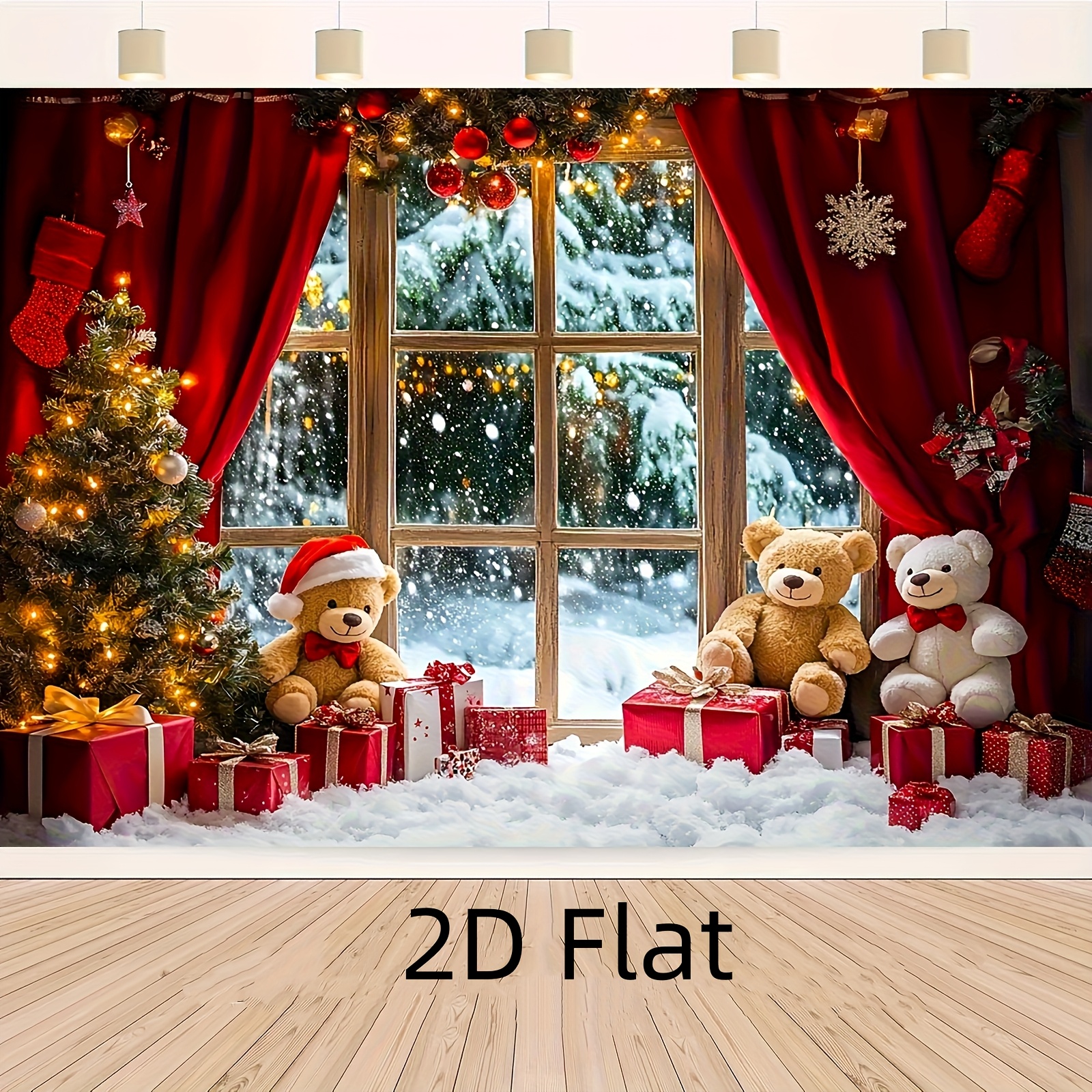 TEMU 2d Flat Banner, 1 Christmas And New Year Holiday Photography Background, Party Background