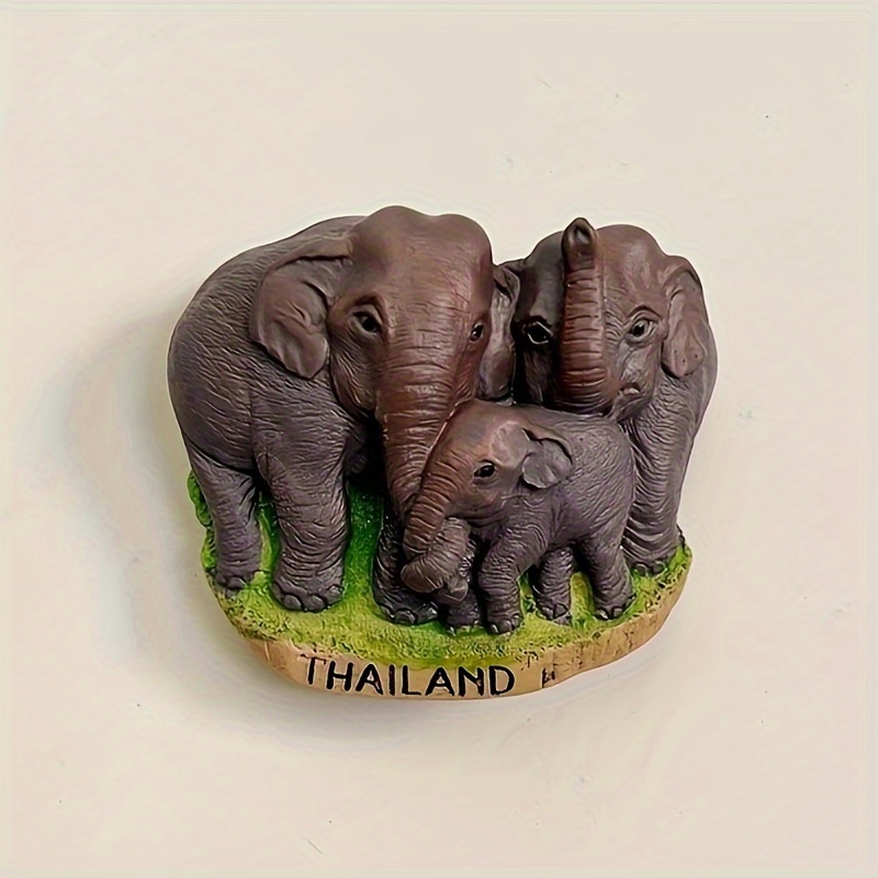 Image of Thai 3 Elephants Stereoscopic Painted Fridge Magnet, World Souvenir, Cultural Creative Gift Magnet