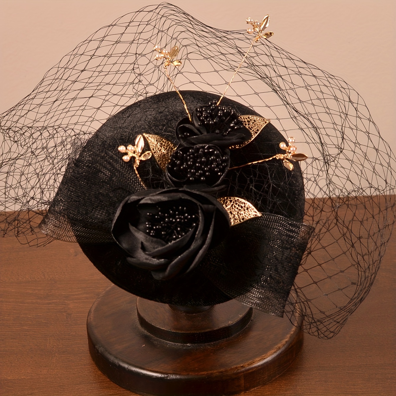 Noble Flower Mesh Top Hat Monochrome British Organza Easter - Temu