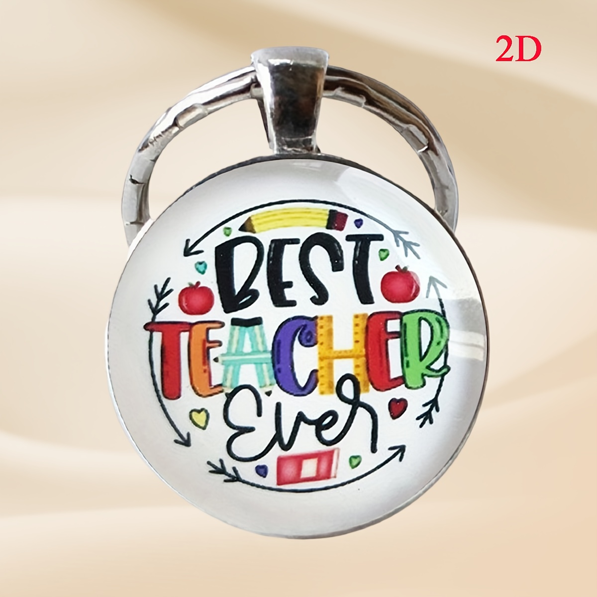 TEMU 1 portachiavi "Il Miglior Insegnante di " con gemma dell'orologio, design e righello, ciondoli, come regalo per insegnanti, laureati o educatori